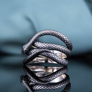 💞Trendy Multi Layer Snake Vintage Carved Silver Fashion RingUNVN12123